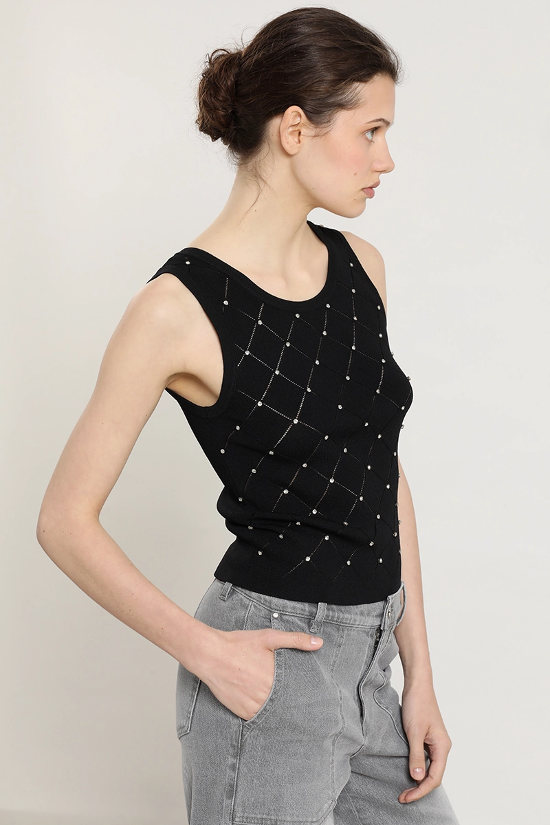 JERSEY PUNTO, APLICACION STRASS, NEGRO LIOLA - 4