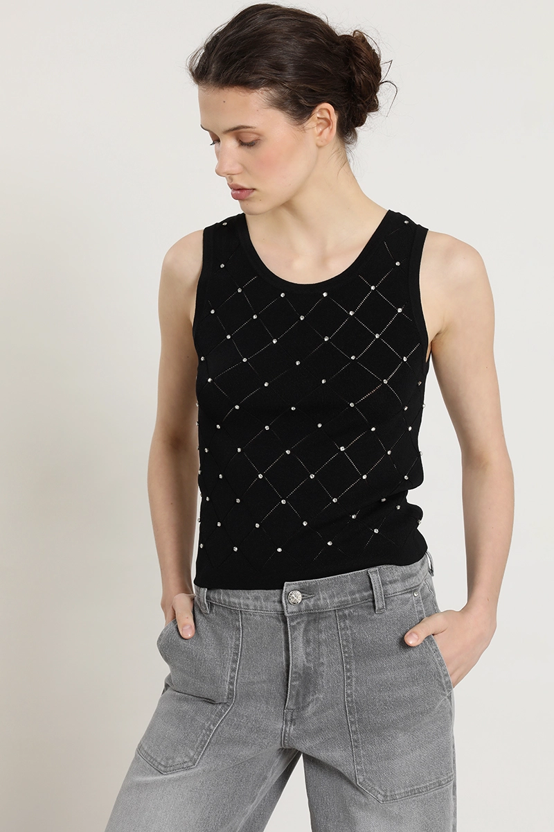 JERSEY PUNTO, APLICACION STRASS, NEGRO LIOLA - 5