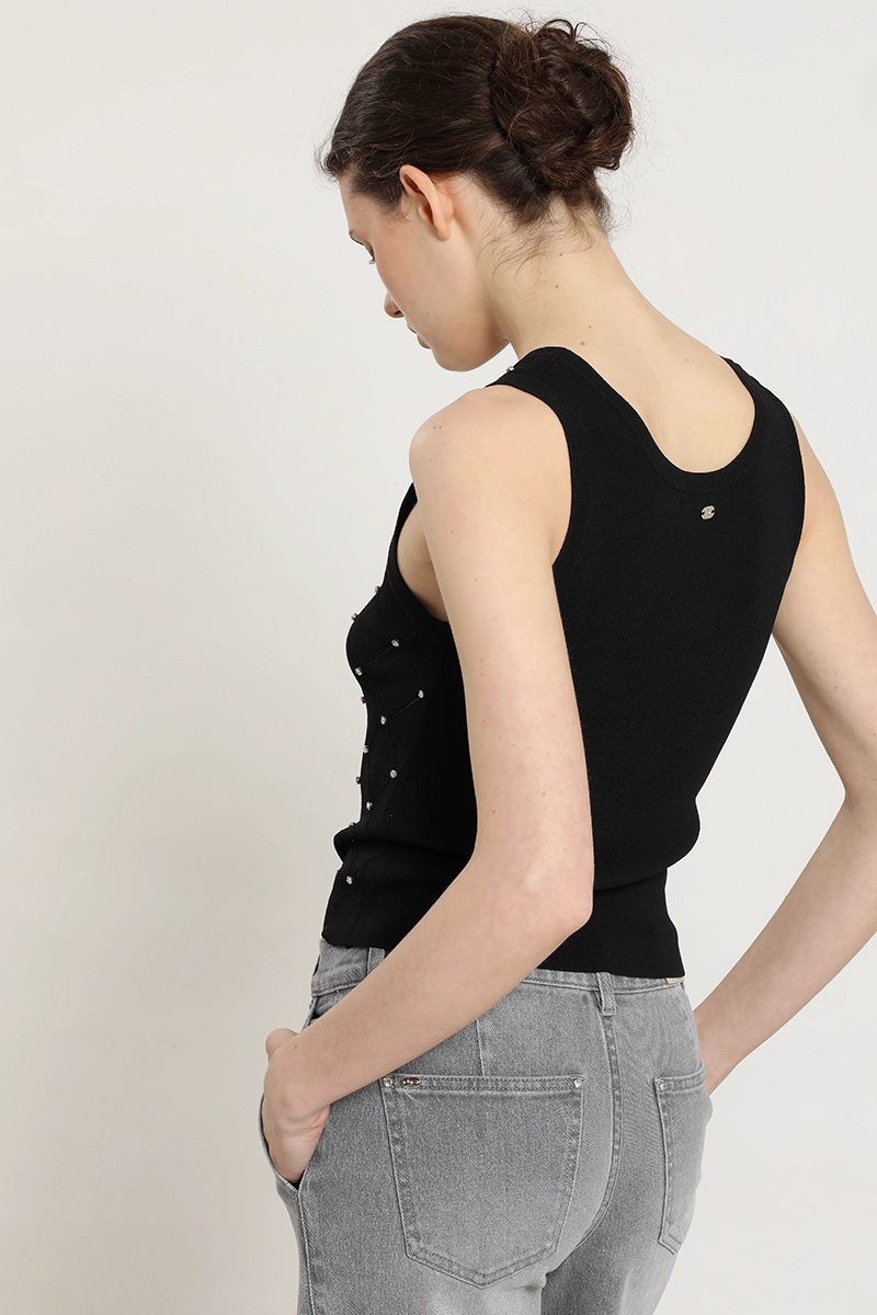 JERSEY PUNTO, APLICACION STRASS, NEGRO LIOLA - 6