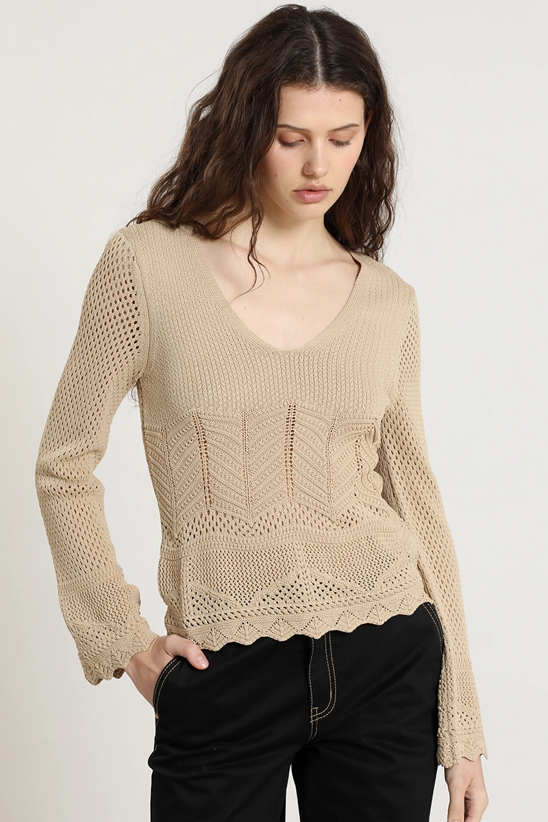 SWEATER PUNTO, FANTASIA, CAMEL LIOLA - 1