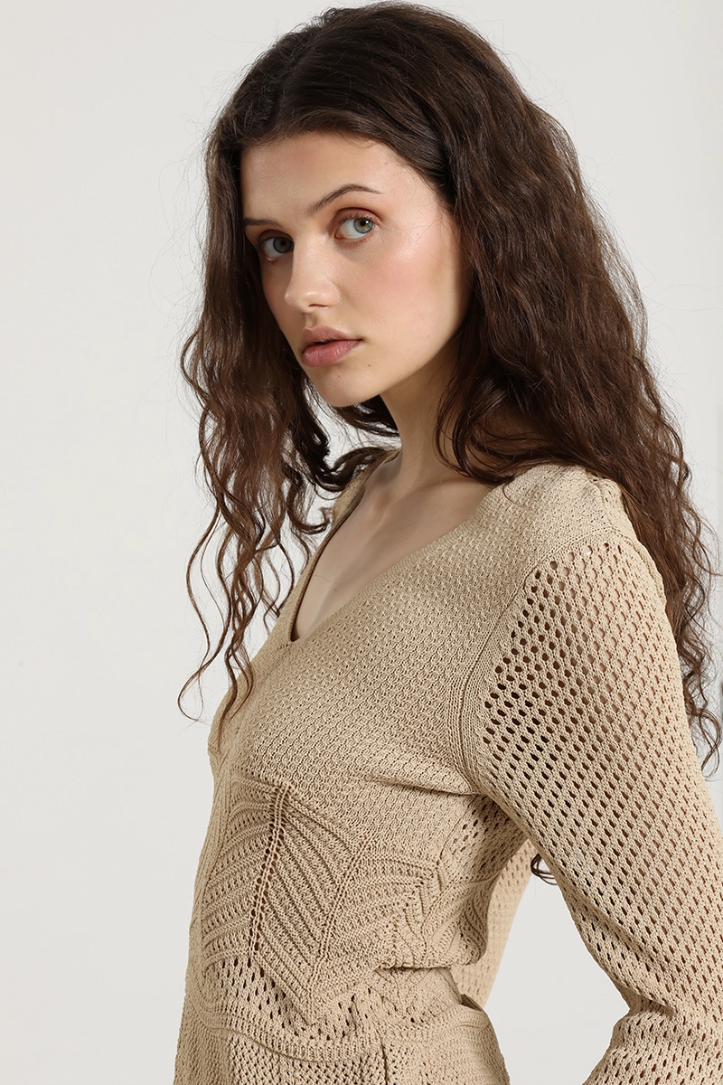 SWEATER PUNTO, FANTASIA, CAMEL LIOLA - 3