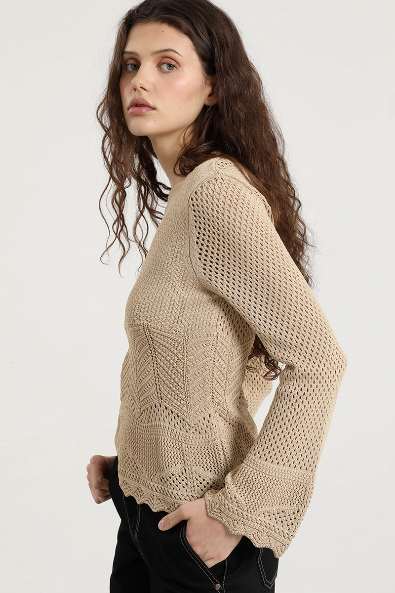 SWEATER PUNTO, FANTASIA, CAMEL LIOLA - 5