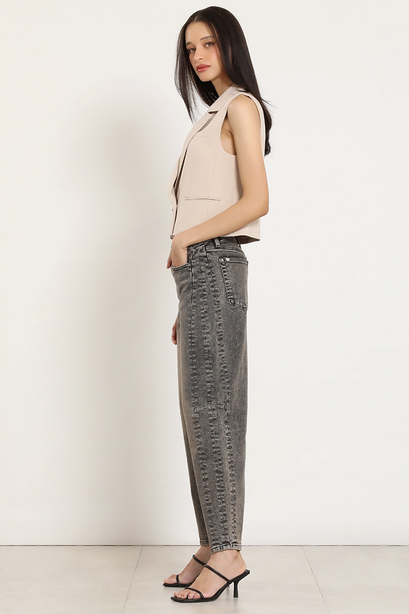 JEANS BARREL, TIRO ALTO, GRIS LIOLA - 2
