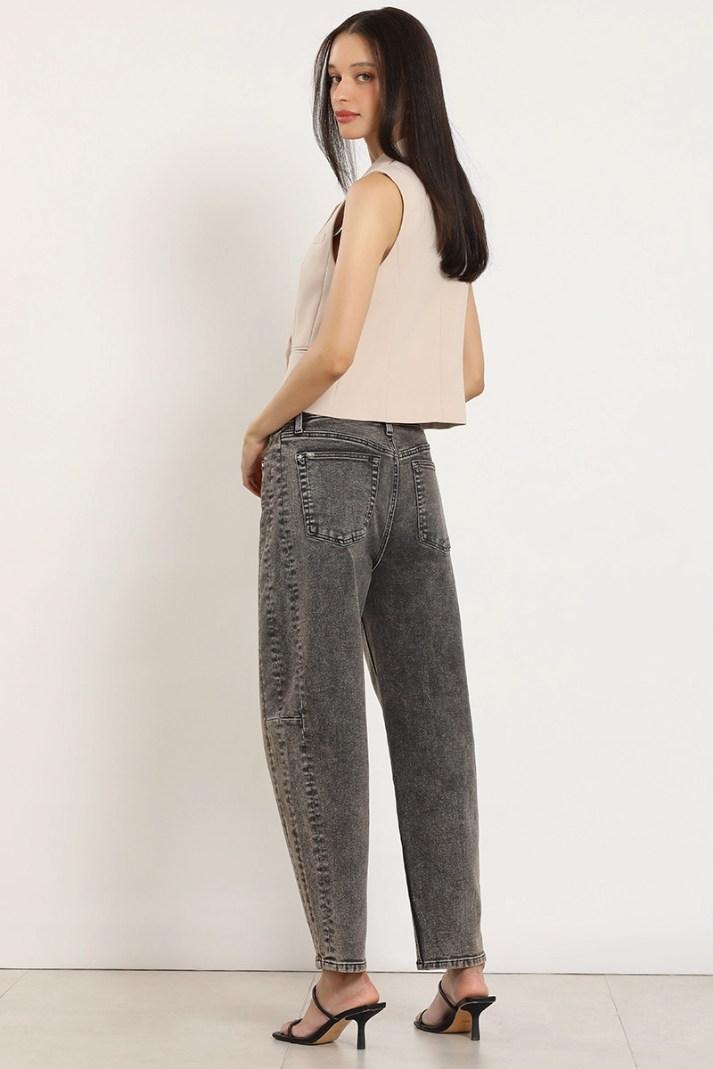 JEANS BARREL, TIRO ALTO, GRIS LIOLA - 4