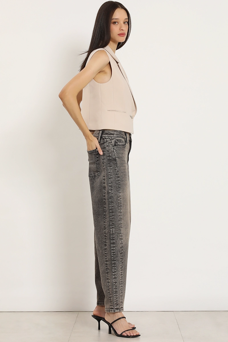 JEANS BARREL, TIRO ALTO, GRIS LIOLA - 5
