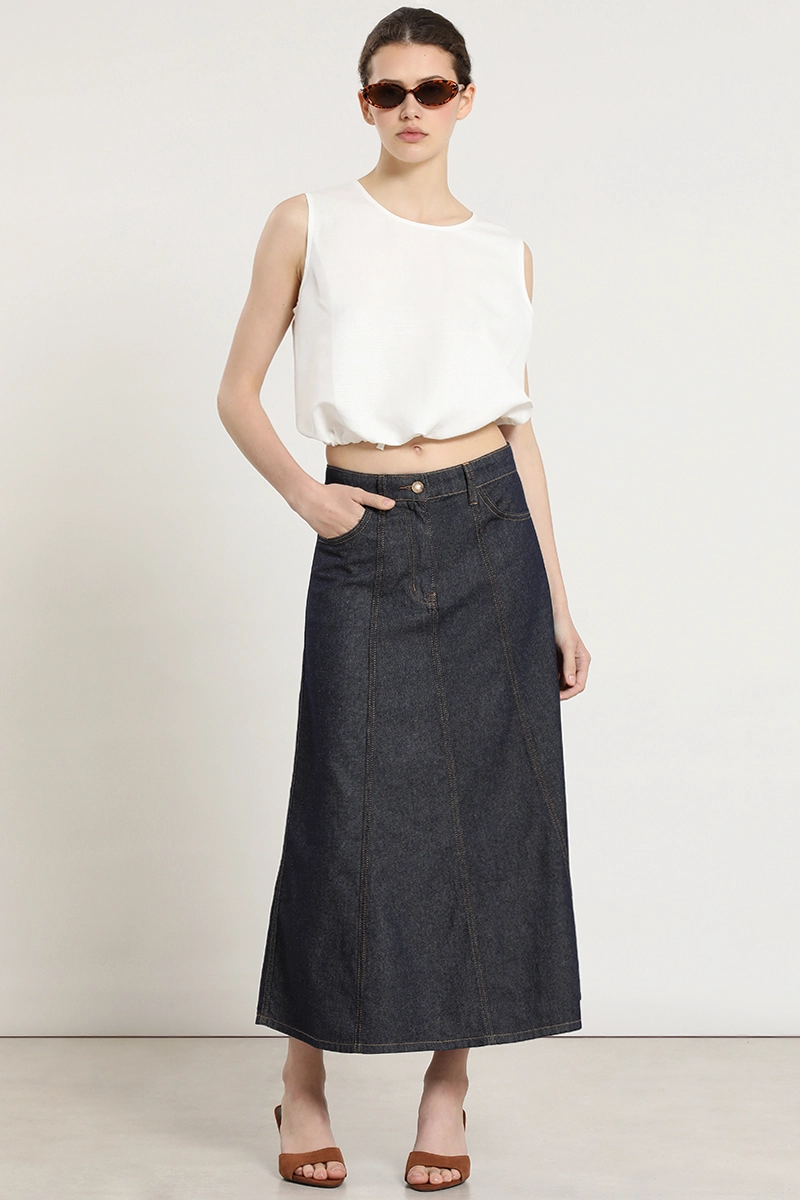 FALDA MIDI, DENIM, INDIGO LIOLA - 1