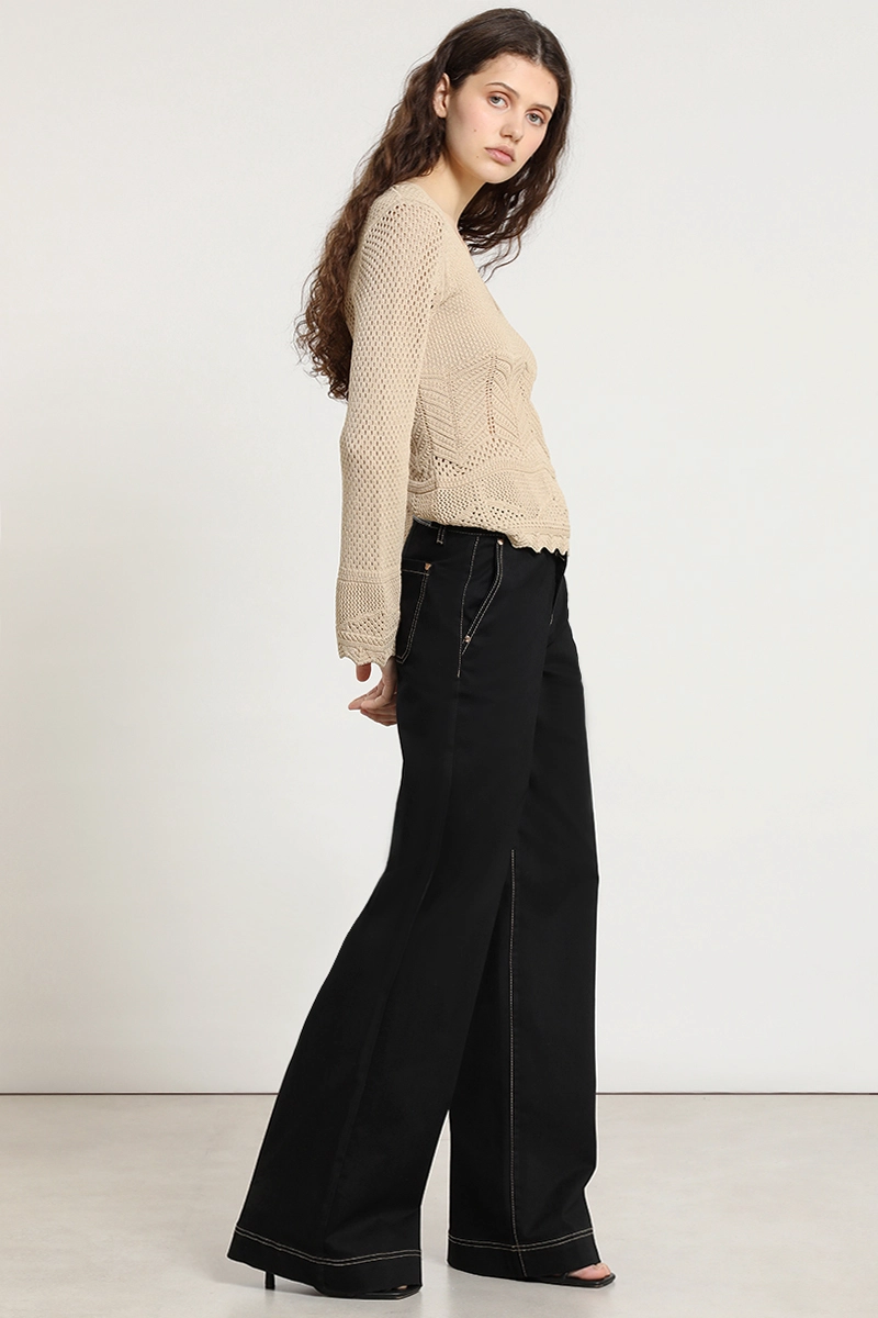 PANTALON PALAZZO, TIRO MEDIO, NEGRO LIOLA - 5