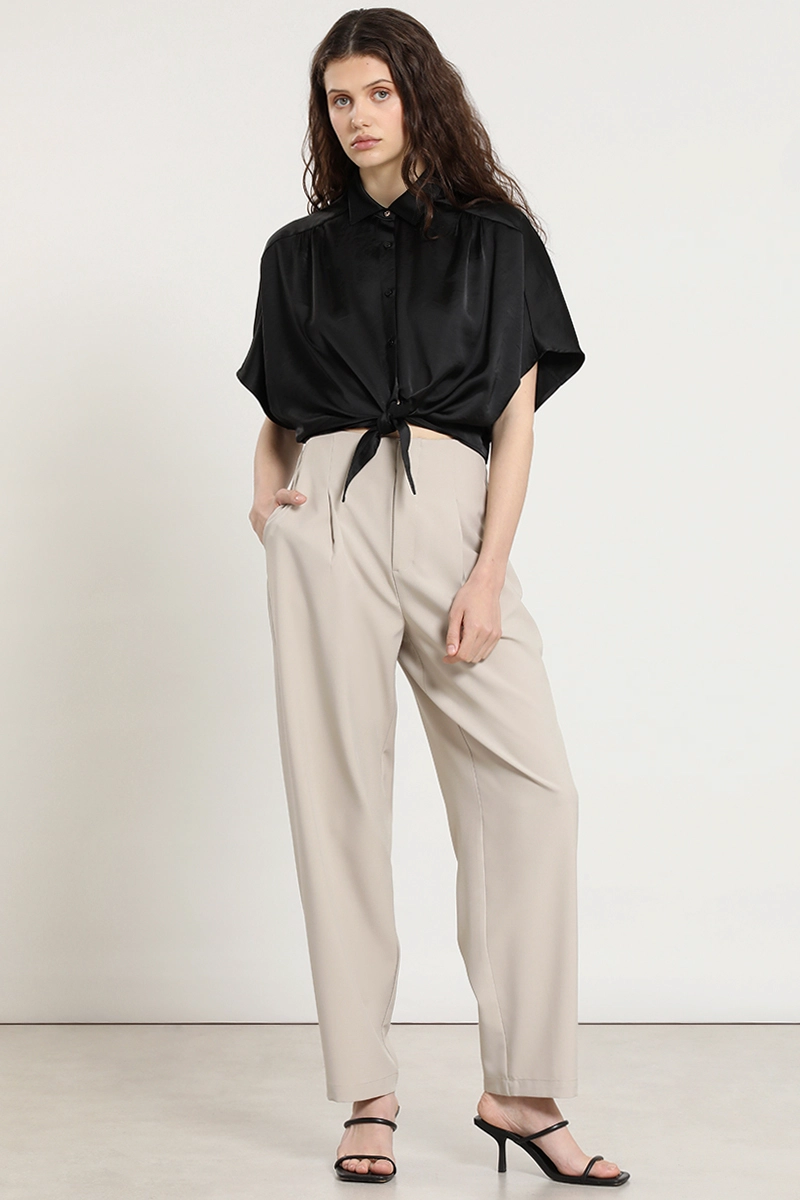 BLUSA SATIN, AMARRE CINTURA, NEGRO LIOLA - 3