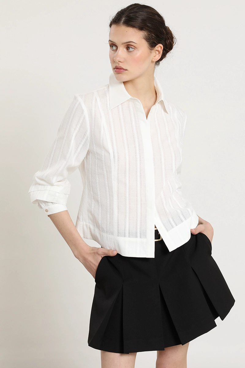 BLUSA ALGODON, SEMITRANSPARENTE FANTASIA, CRUDO LIOLA - 1