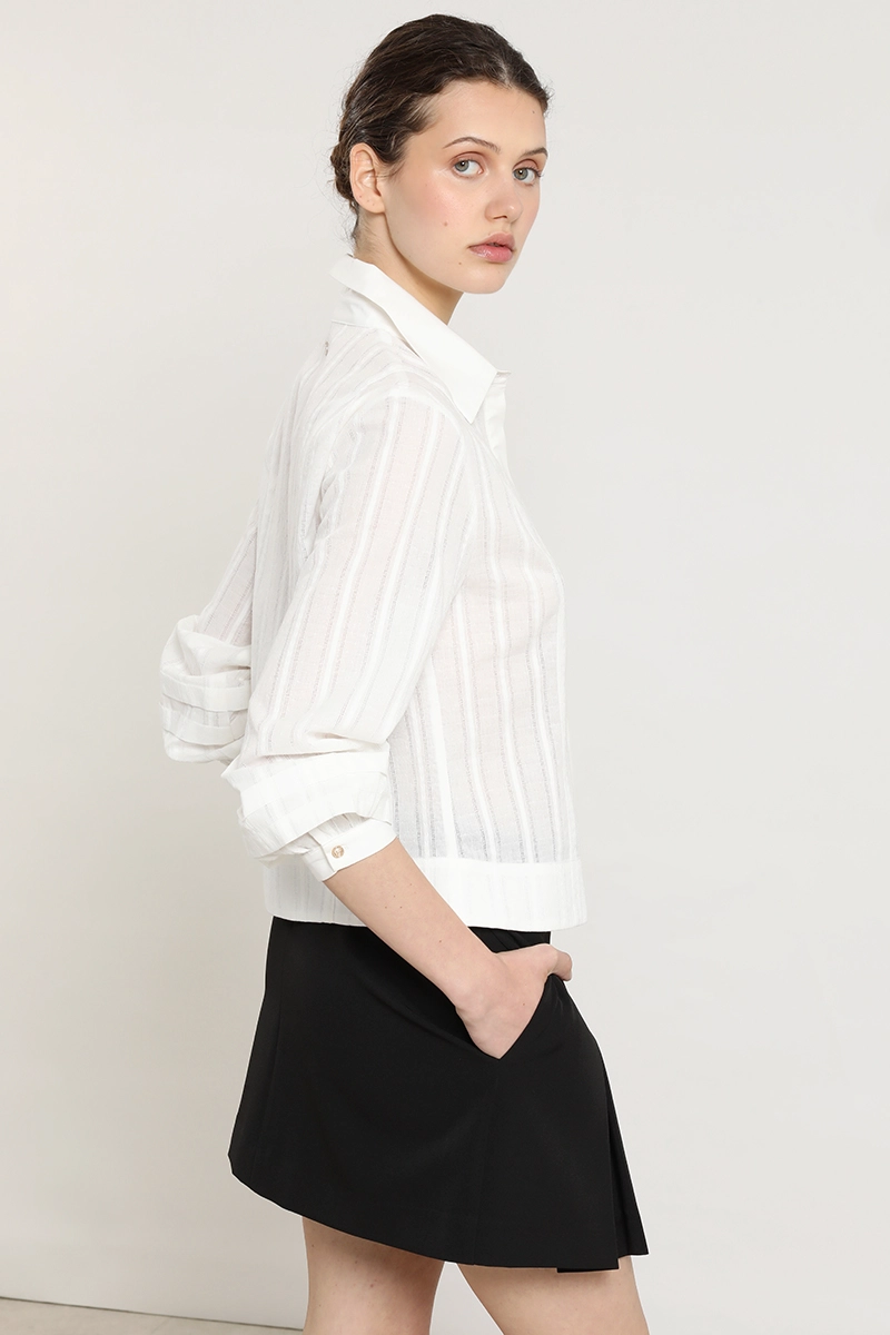 BLUSA ALGODON, SEMITRANSPARENTE FANTASIA, CRUDO LIOLA - 3