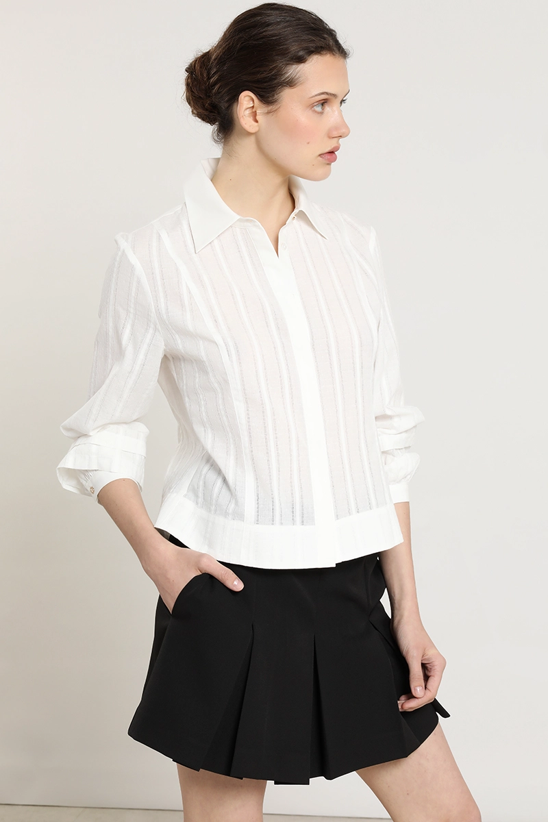BLUSA ALGODON, SEMITRANSPARENTE FANTASIA, CRUDO LIOLA - 4