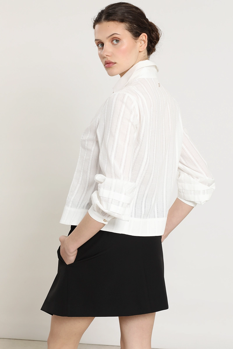 BLUSA ALGODON, SEMITRANSPARENTE FANTASIA, CRUDO LIOLA - 5