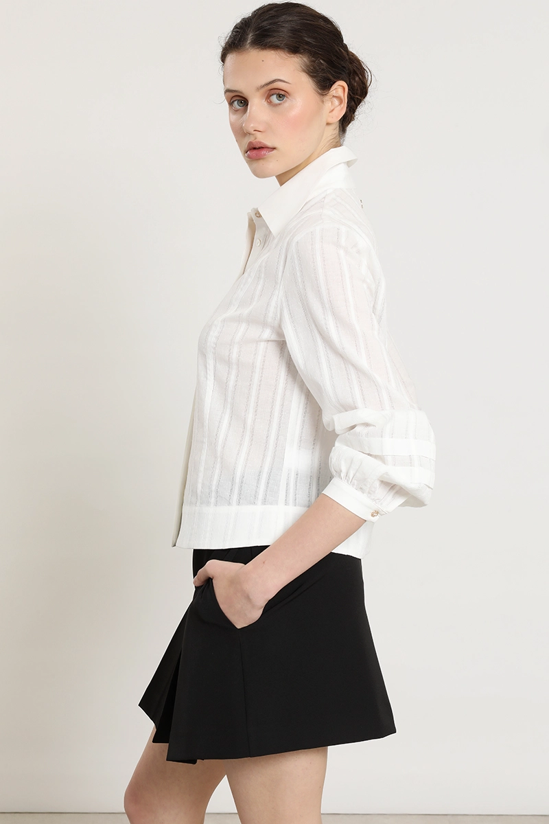 BLUSA ALGODON, SEMITRANSPARENTE FANTASIA, CRUDO LIOLA - 6