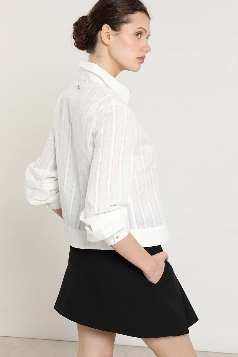 BLUSA ALGODON, SEMITRANSPARENTE FANTASIA, CRUDO LIOLA - 7