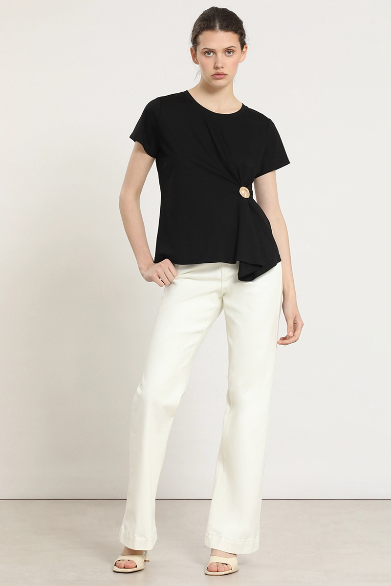 POLERA RECOGIDO, HERRAJE METAL, NEGRO LIOLA - 4