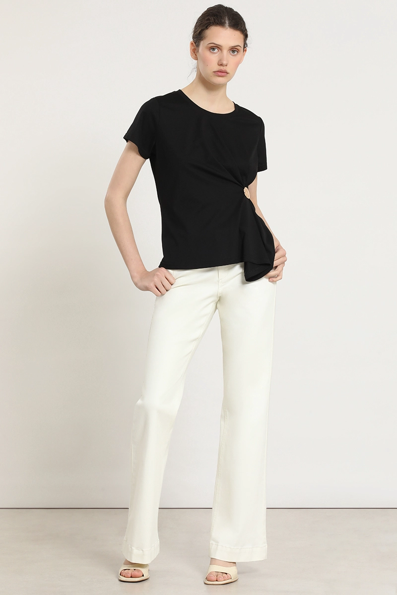 POLERA RECOGIDO, HERRAJE METAL, NEGRO LIOLA - 6