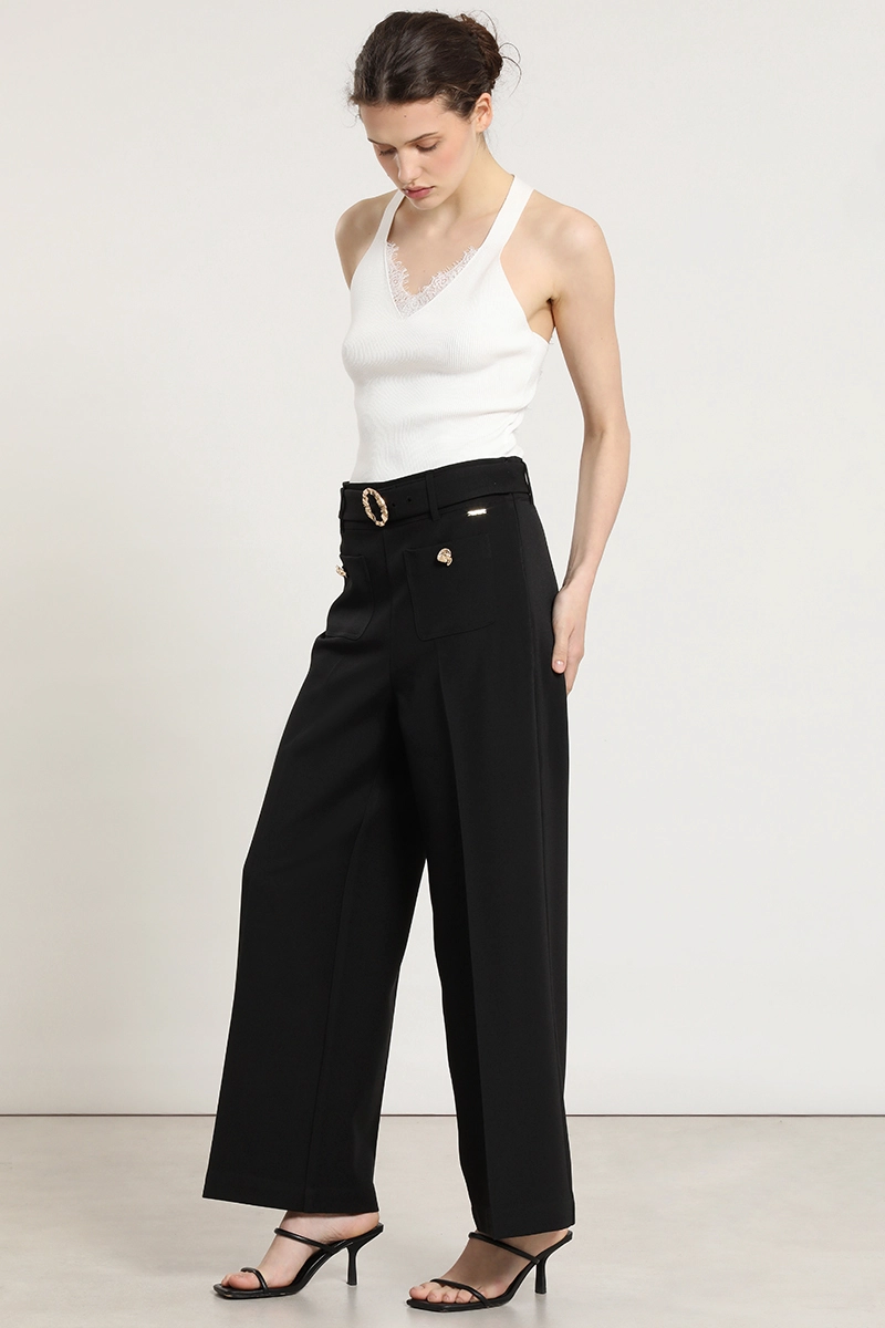 PANTALON ANCHO, CINTURON, NEGRO LIOLA - 2