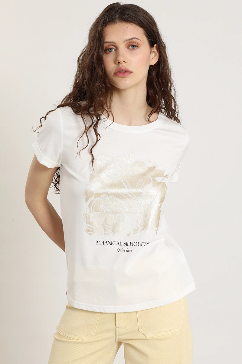 POLERA ESTAMPADO BOTANICAL SILHOUETTE, CRUDO LIOLA - 1