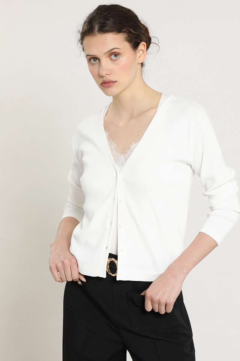 CARDIGAN BASICO PUNTO, CRUDO LIOLA - 1