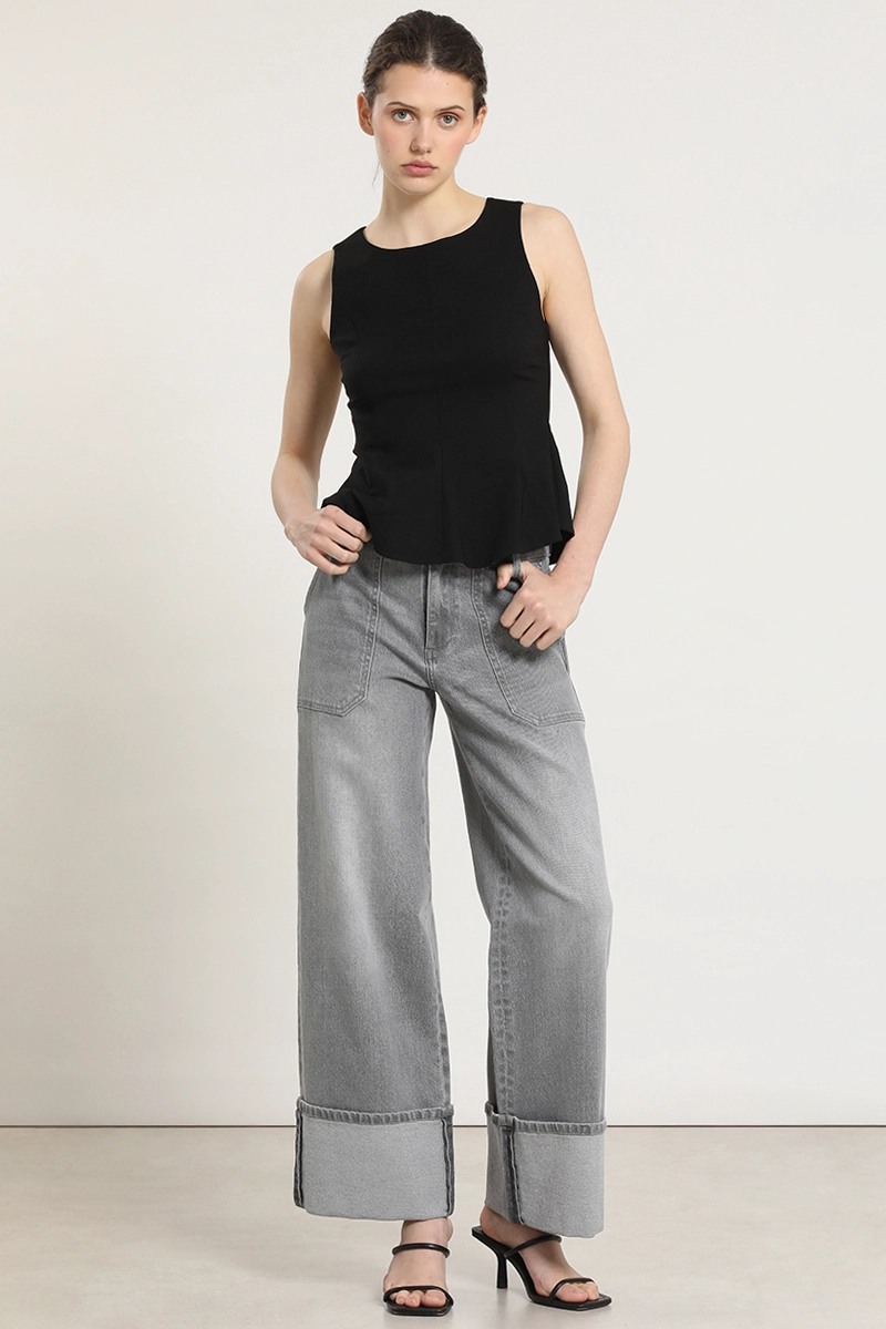 TOP PEPLUM CUELLO REDONDO, NEGRO LIOLA - 2