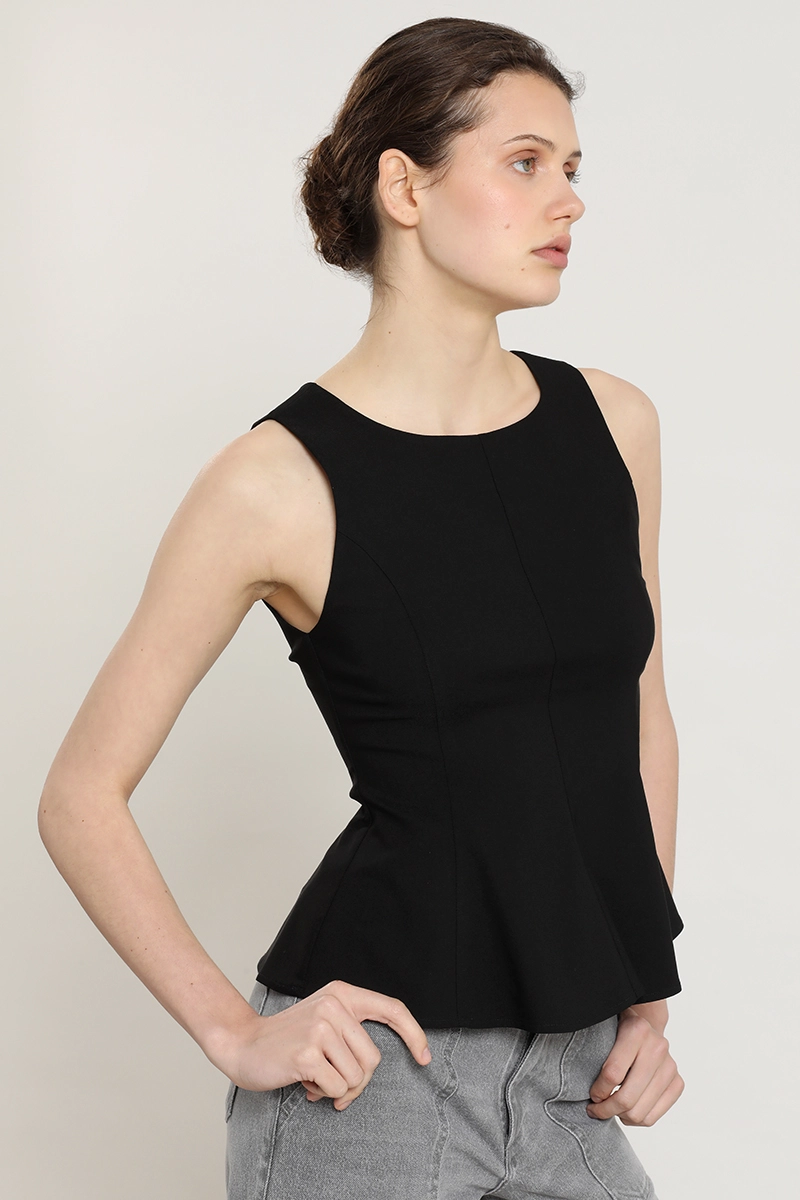 TOP PEPLUM CUELLO REDONDO, NEGRO LIOLA - 4