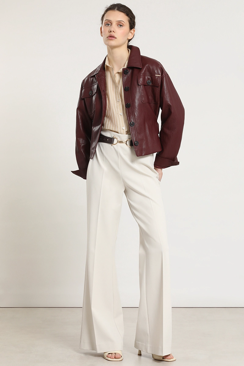 PANTALON FLARE CON CINTURON, BEIGE LIOLA - 1