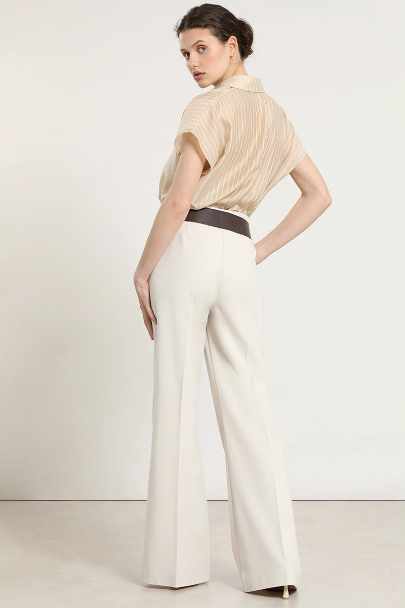 PANTALON FLARE CON CINTURON, BEIGE LIOLA - 4