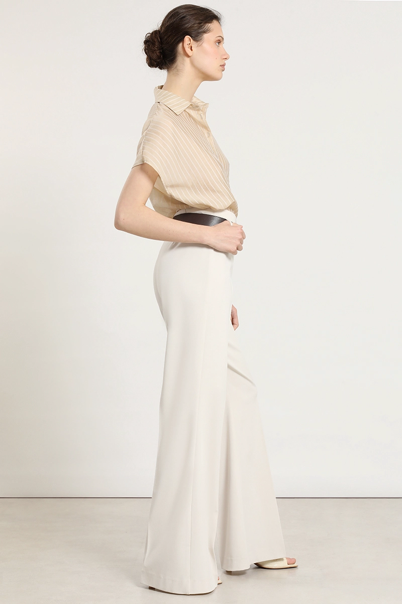 PANTALON FLARE CON CINTURON, BEIGE LIOLA - 6