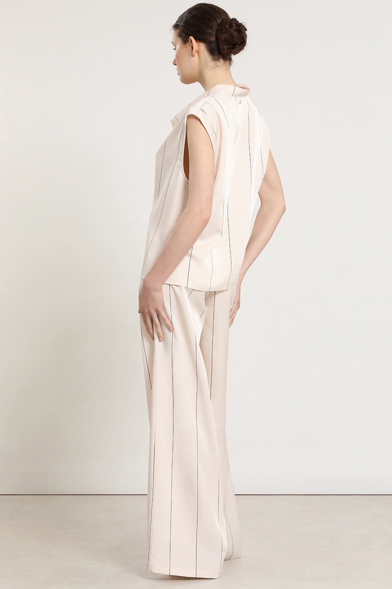 PANTALON ANCHO, SATIN, RAYAS, BEIGE LIOLA - 6