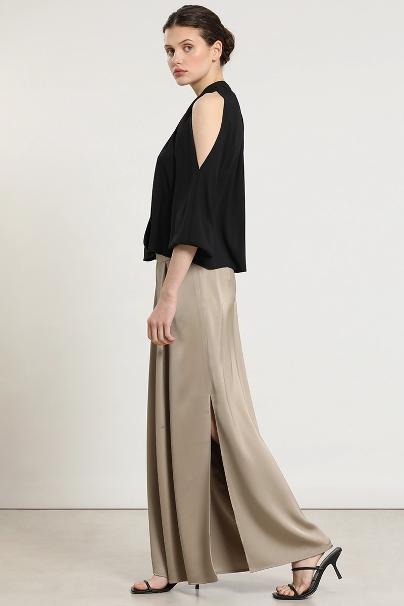 PANTALON PALAZZO, SATIN, BEIGE LIOLA - 3