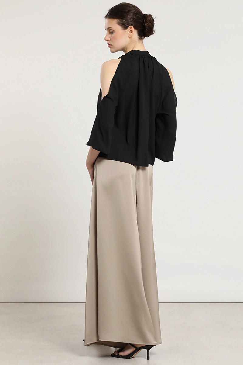 PANTALON PALAZZO, SATIN, BEIGE LIOLA - 6