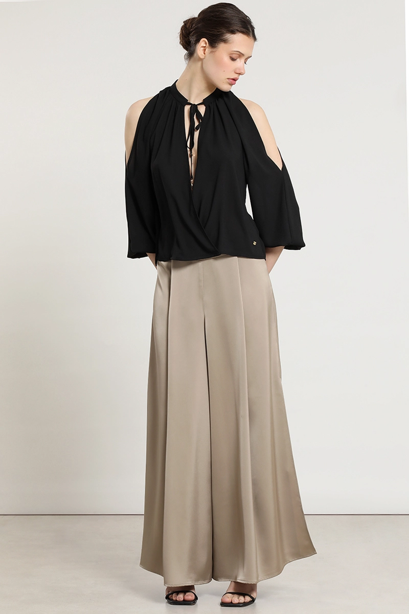 PANTALON PALAZZO, SATIN, BEIGE LIOLA - 7