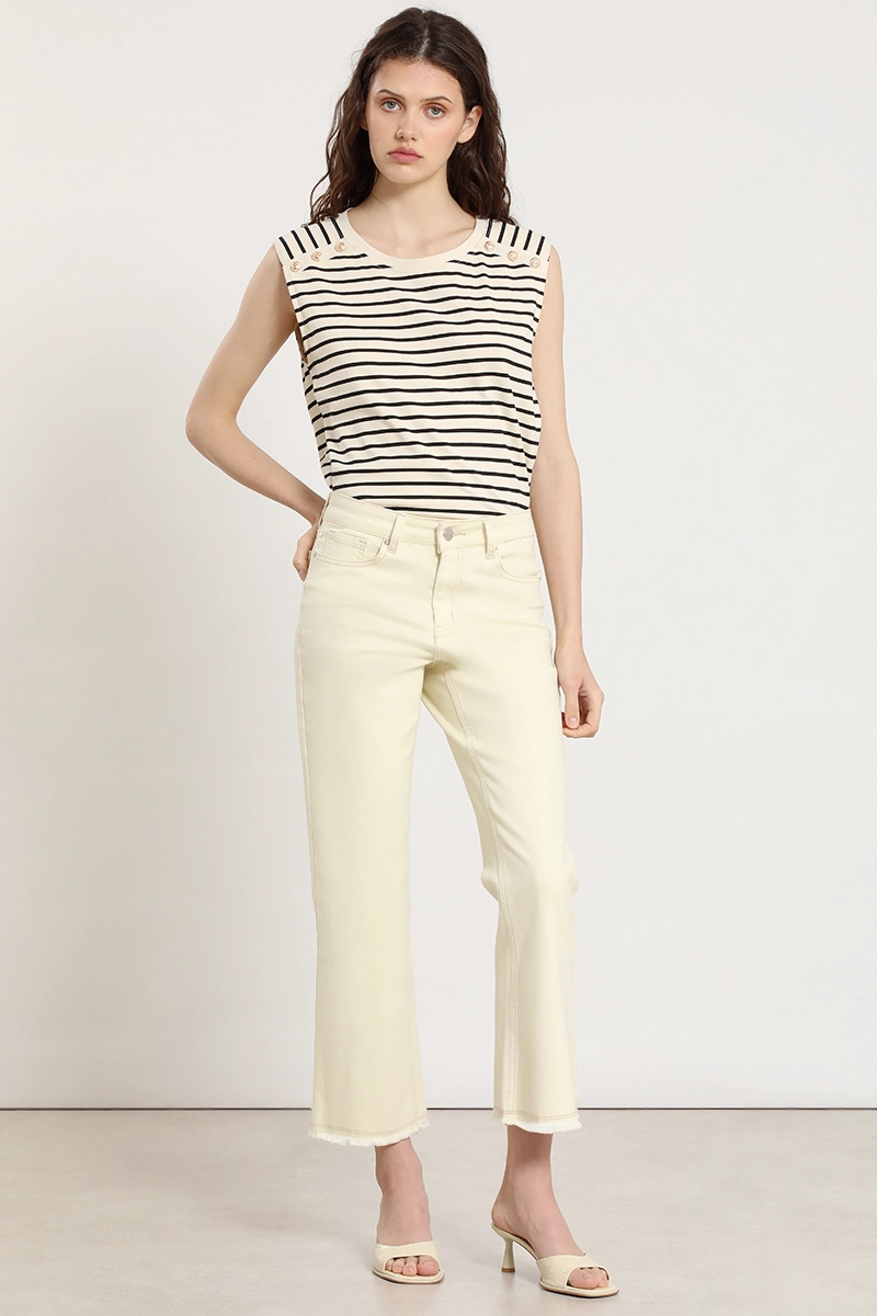 JEANS COLOR CROPPED FLARE, VAINILLA LIOLA - 1