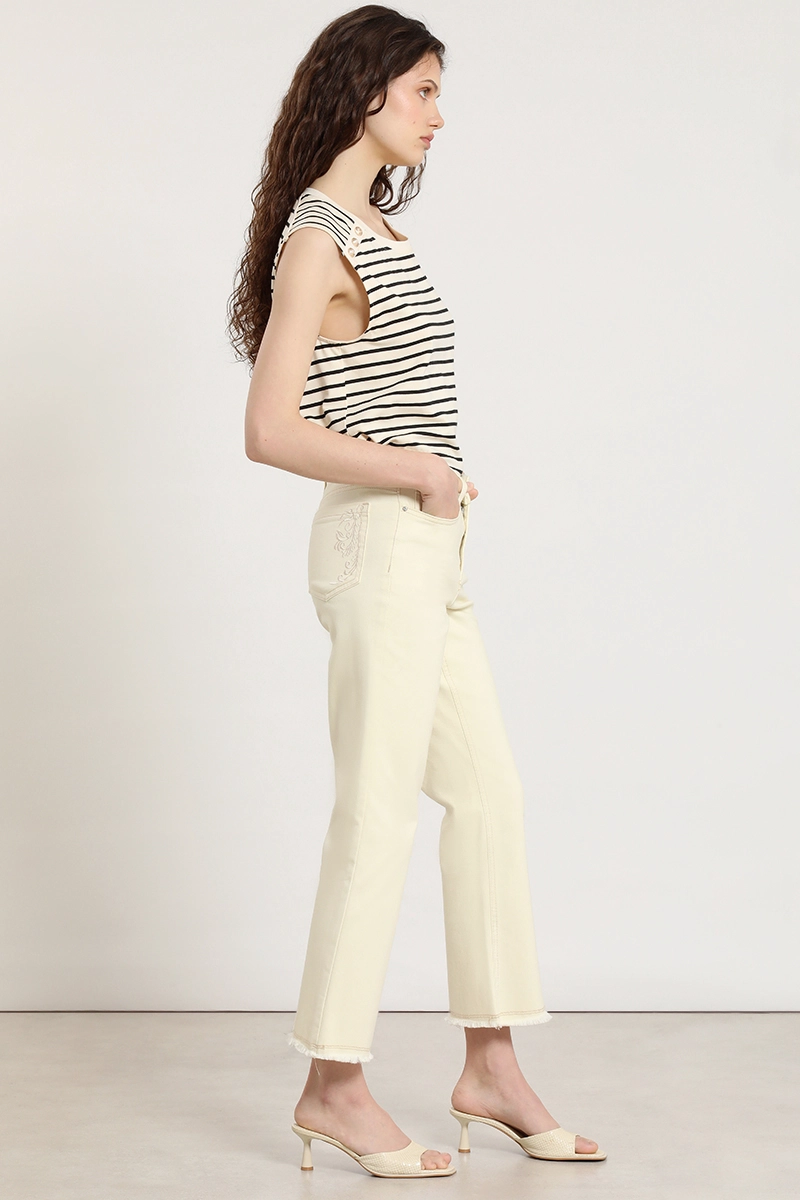 JEANS COLOR CROPPED FLARE, VAINILLA LIOLA - 2