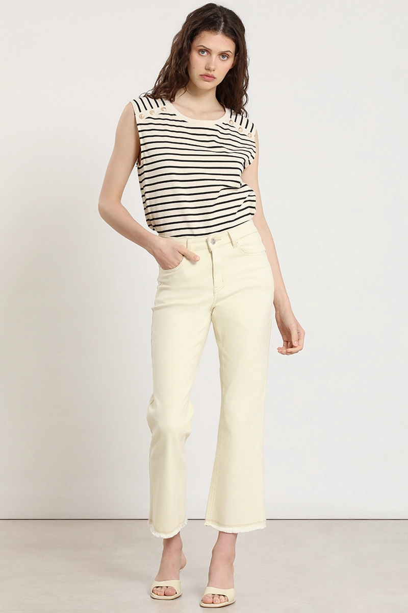 JEANS COLOR CROPPED FLARE, VAINILLA LIOLA - 4