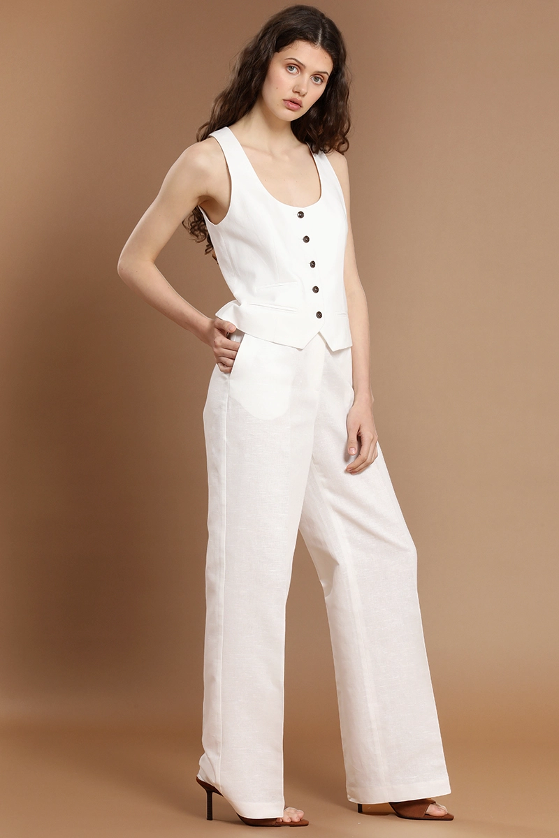 PANTALON RECTO, LINO ALGODON, CRUDO LIOLA - 2