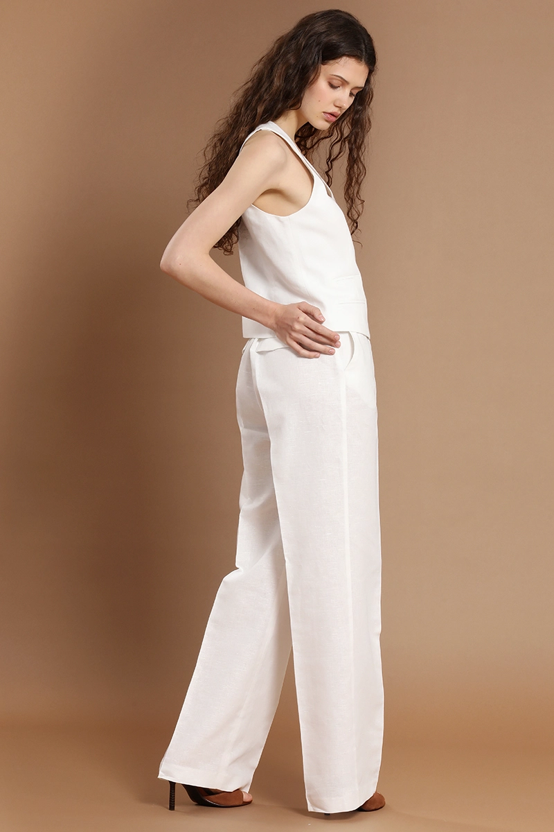 PANTALON RECTO, LINO ALGODON, CRUDO LIOLA - 4