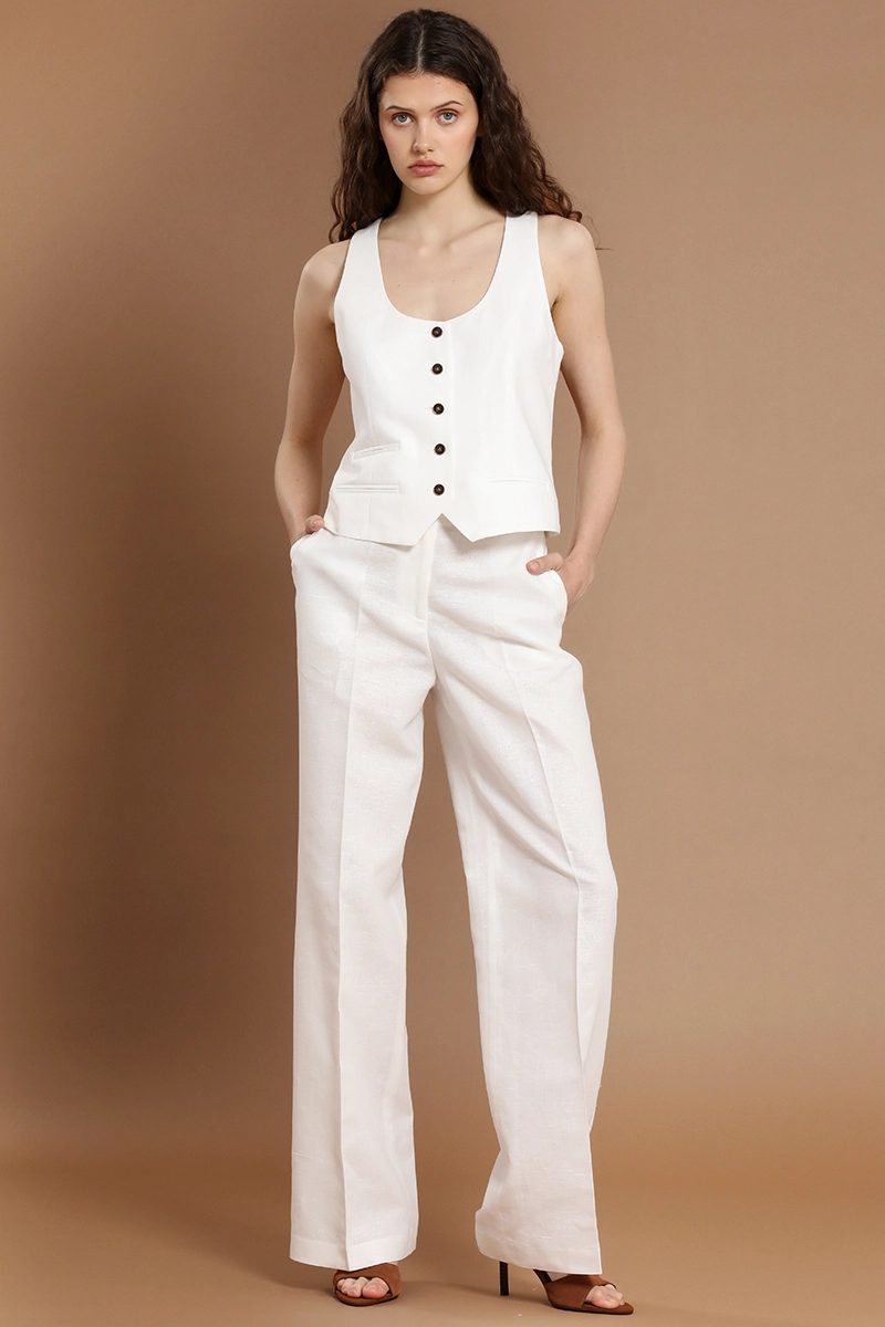 PANTALON RECTO, LINO ALGODON, CRUDO LIOLA - 5