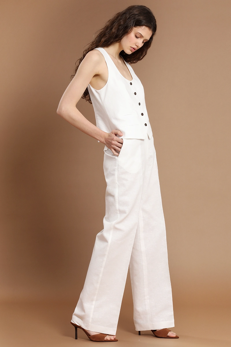 PANTALON RECTO, LINO ALGODON, CRUDO LIOLA - 6