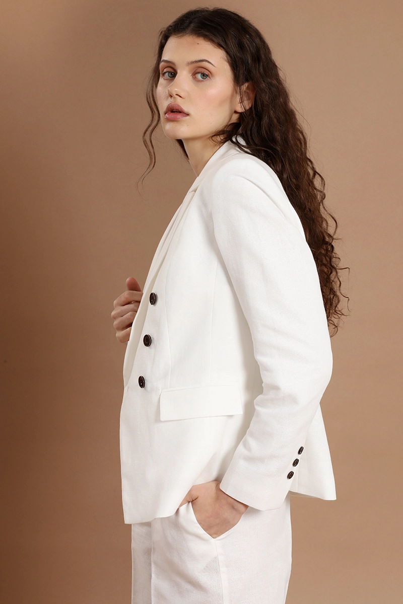BLAZER CRUZADO, LINO ALGODON, CRUDO LIOLA - 3
