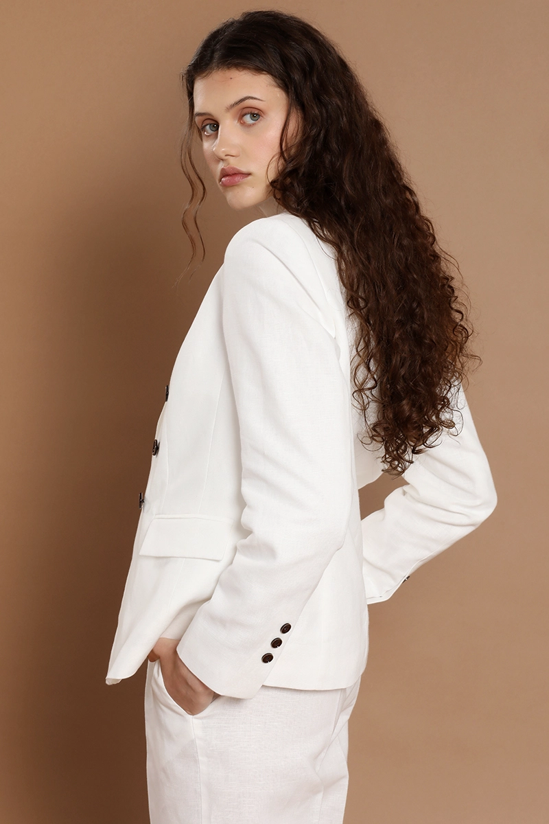 BLAZER CRUZADO, LINO ALGODON, CRUDO LIOLA - 4