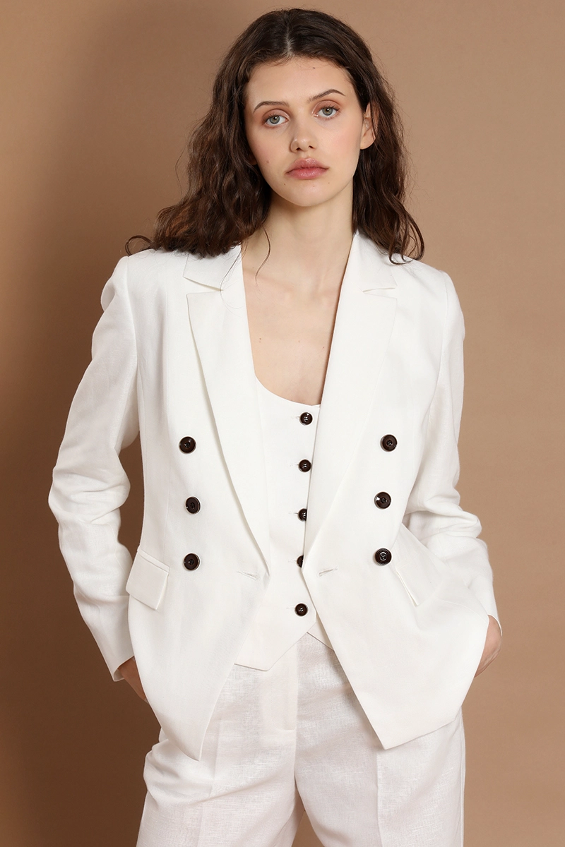 BLAZER CRUZADO, LINO ALGODON, CRUDO LIOLA - 5