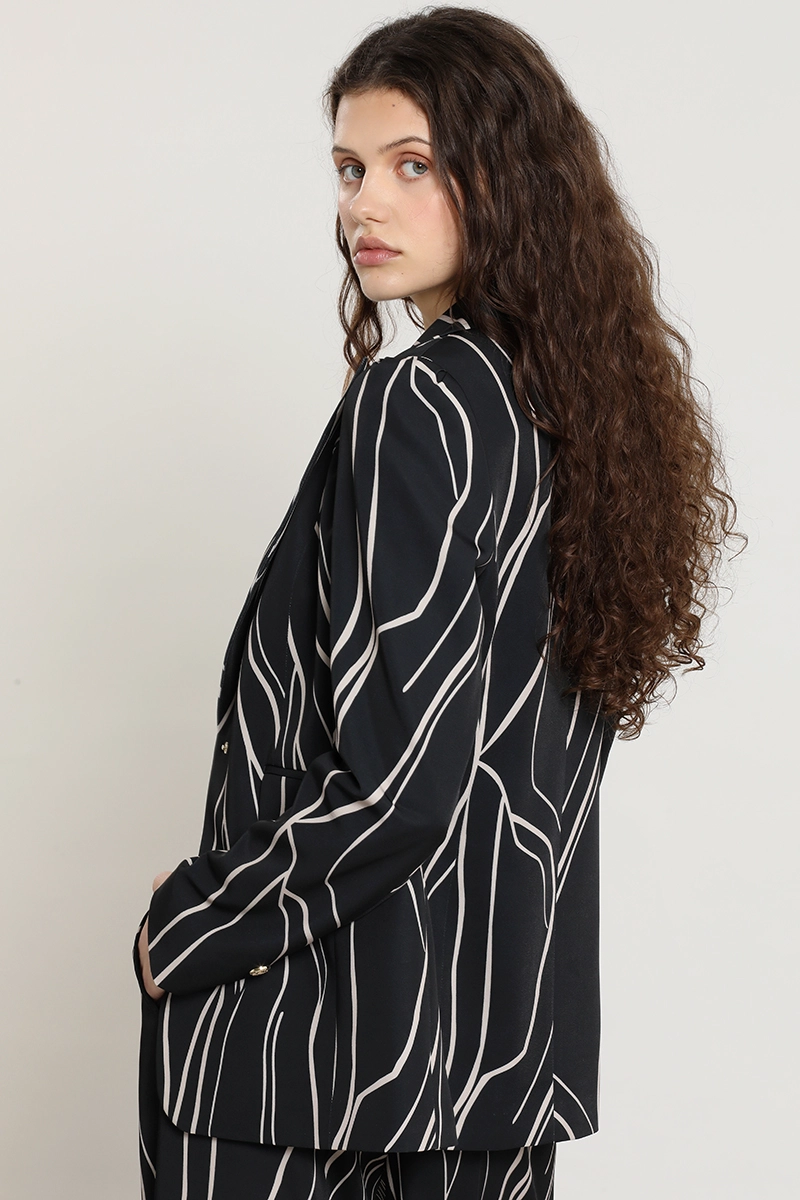BLAZER SEMI RECTO, ESTAMPADO, NEGRO LIOLA - 5