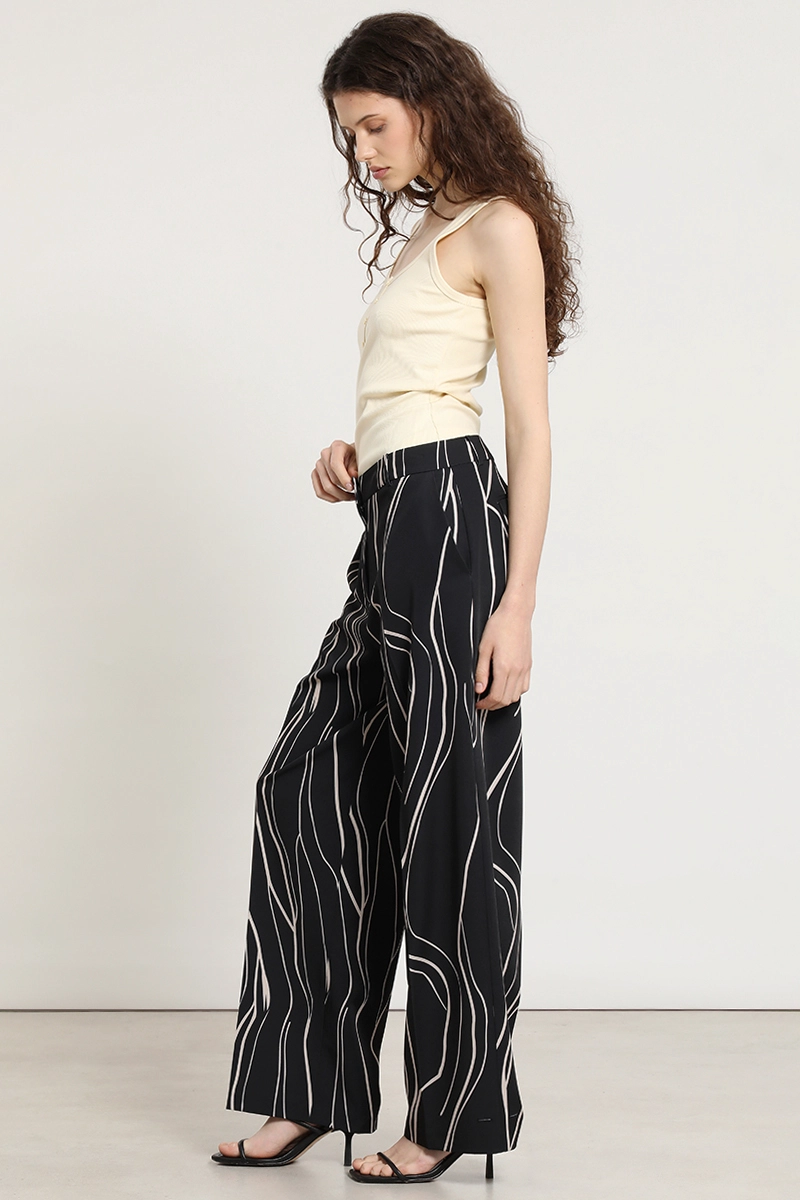 PANTALON ANCHO, ESTAMPADO, NEGRO LIOLA - 2