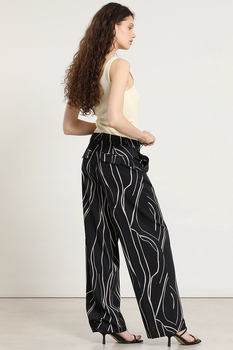 PANTALON ANCHO, ESTAMPADO, NEGRO LIOLA - 3