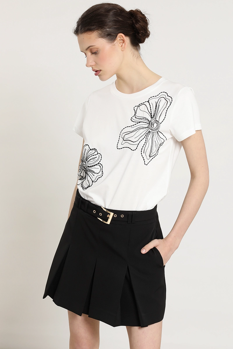 POLERA BORDADO CON PIEDRERIA, CRUDO LIOLA - 1