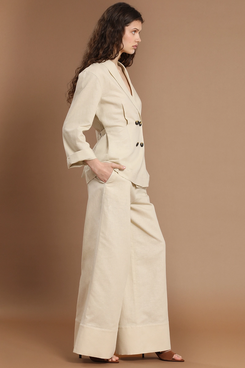BLAZER CRUZADO CON CINTURON, BEIGE LIOLA - 4