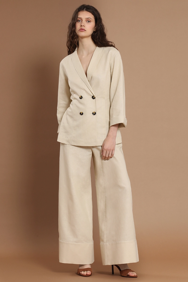 BLAZER CRUZADO CON CINTURON, BEIGE LIOLA - 5