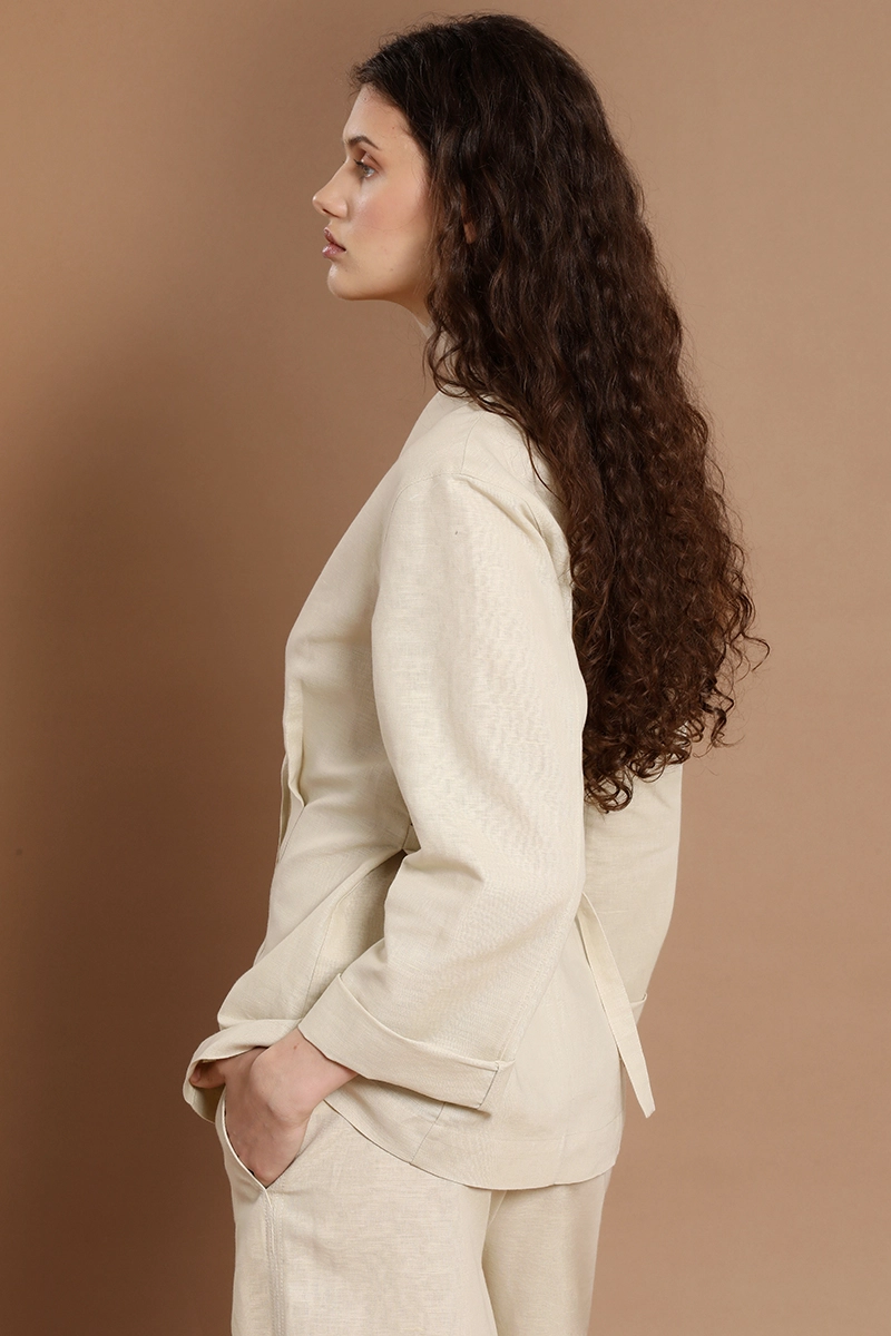 BLAZER CRUZADO CON CINTURON, BEIGE LIOLA - 7