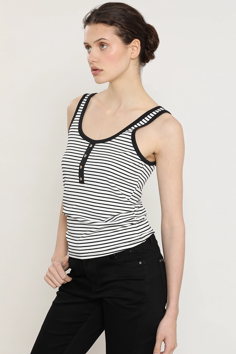 POLERA RAYAS, BOTONES FANTASIA, CRUDO LIOLA - 2
